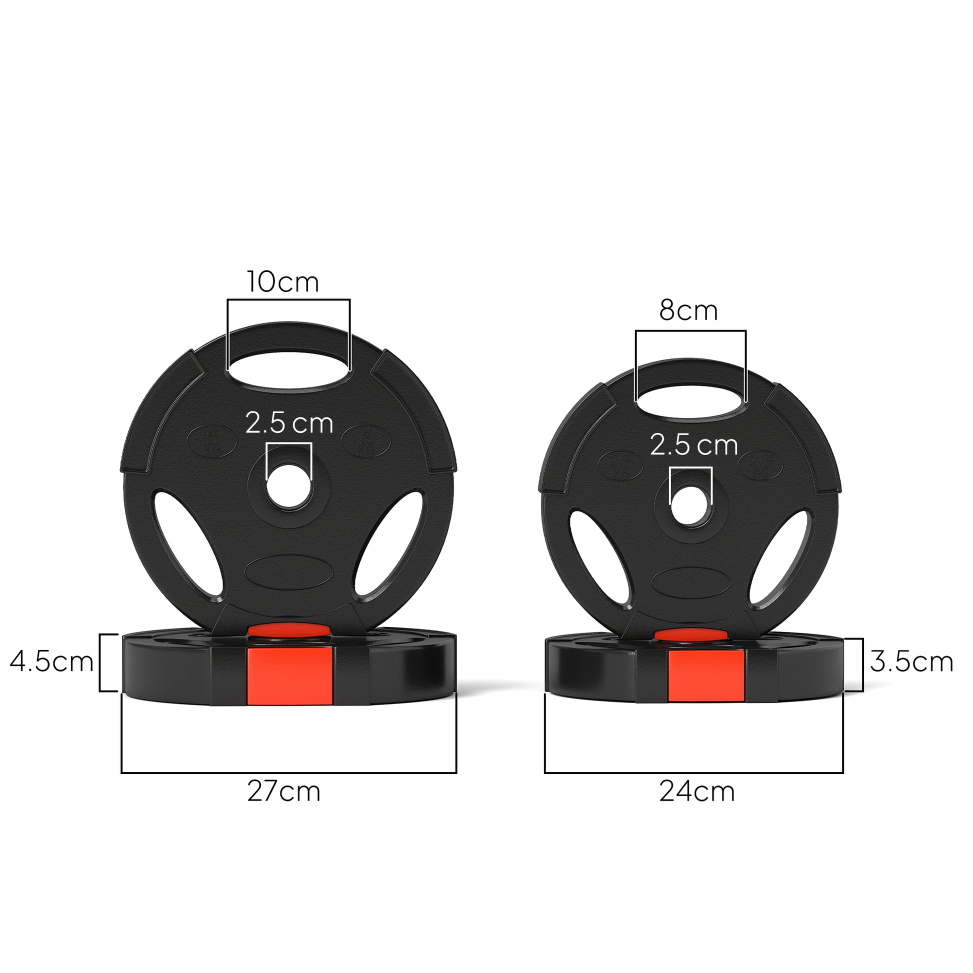 SPORTNOW Set of 4 Weight Discs Total 15 kg 2x5 kg 2x2.5 kg with 2.5 cm Holes for Home Gym Fitness Training Black