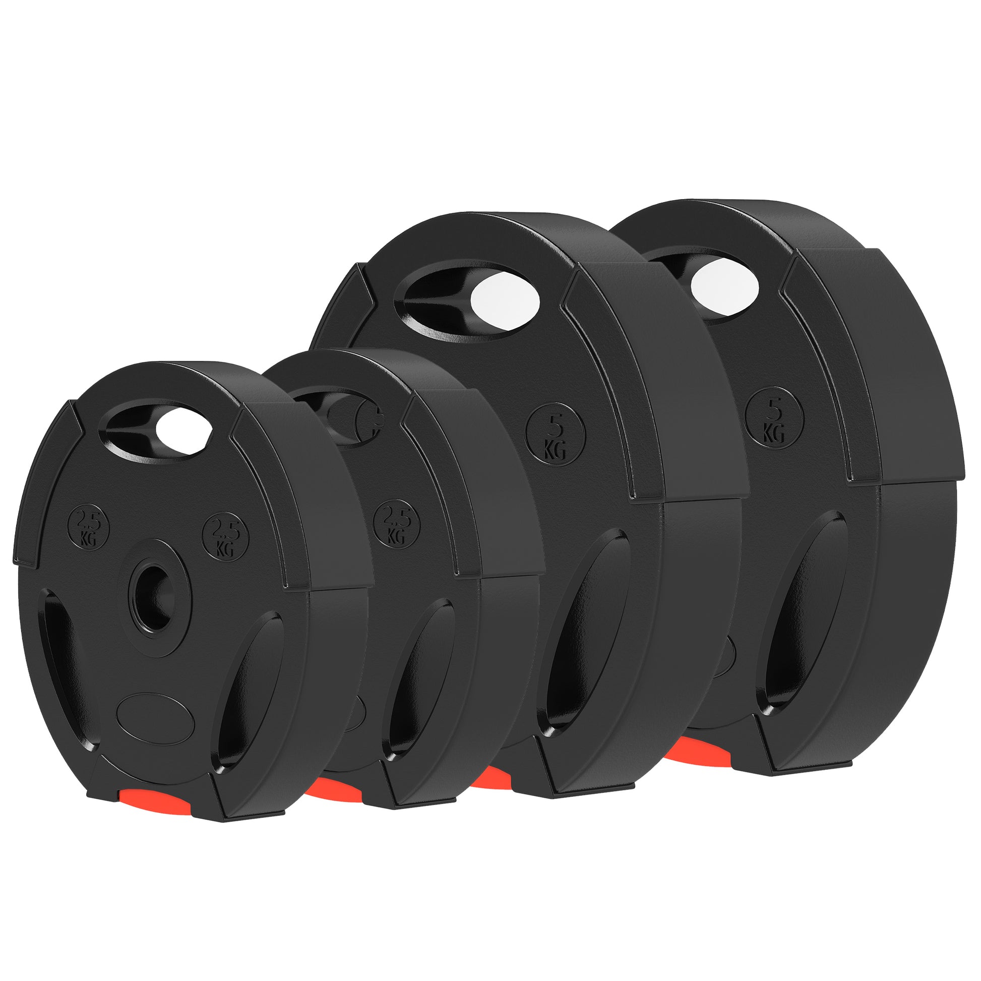 SPORTNOW Set of 4 Weight Discs Total 15 kg 2x5 kg 2x2.5 kg with 2.5 cm Holes for Home Gym Fitness Training Black