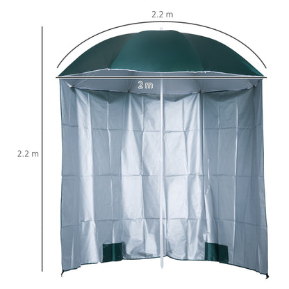 Sun Umbrella Beach Umbrella Sun Protection with Side Wall Beach Polyester Dark Green 2.2 x H2.2m
