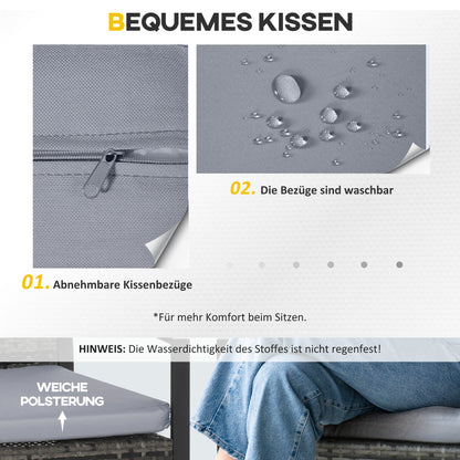 Polyrattan Garden Furniture Set, Outdoor Balcony Furniture for 2 Persons, 3-Piece Seating Group with 2 Chairs, Table Seat Cushion, Weatherproof Garden Furniture for Garden, Terrace Balcony, Gray