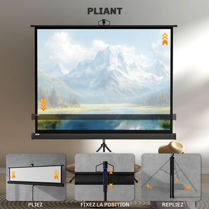 84-Inch Projection Screen with Adjustable Height Tripod Stand, 4K HD 4:3 Screen Ideal for Home Cinema, Indoor/Outdoor Movies