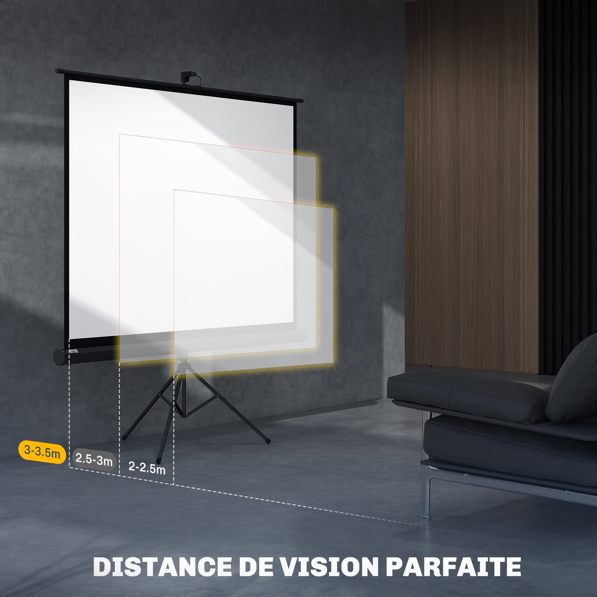84-Inch Projection Screen with Adjustable Height Tripod Stand, 4K HD 4:3 Screen Ideal for Home Cinema, Indoor/Outdoor Movies