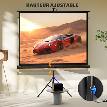 84-Inch Projection Screen with Adjustable Height Tripod Stand, 4K HD 4:3 Screen Ideal for Home Cinema, Indoor/Outdoor Movies