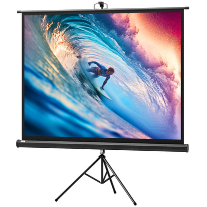 84-Inch Projection Screen with Adjustable Height Tripod Stand, 4K HD 4:3 Screen Ideal for Home Cinema, Indoor/Outdoor Movies