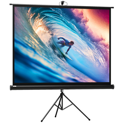 84-Inch Projection Screen with Adjustable Height Tripod Stand, 4K HD 4:3 Screen Ideal for Home Cinema, Indoor/Outdoor Movies