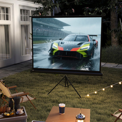 84-Inch Projection Screen with Adjustable Height Tripod Stand, 4K HD 4:3 Screen Ideal for Home Cinema, Indoor/Outdoor Movies