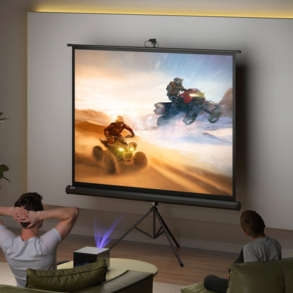 84-Inch Projection Screen with Adjustable Height Tripod Stand, 4K HD 4:3 Screen Ideal for Home Cinema, Indoor/Outdoor Movies