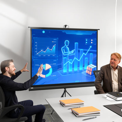 84-Inch Projection Screen with Adjustable Height Tripod Stand, 4K HD 4:3 Screen Ideal for Home Cinema, Indoor/Outdoor Movies