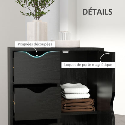 Modern Storage Cabinet Sideboard with 1 Cupboard and 4 Drawers - Wood - for Living Room, Kitchen, Entryway, Dining Room - Black