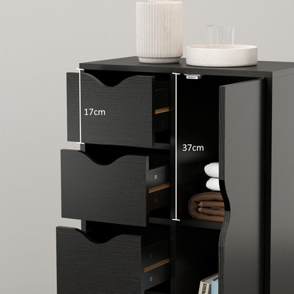 Modern Storage Cabinet Sideboard with 1 Cupboard and 4 Drawers - Wood - for Living Room, Kitchen, Entryway, Dining Room - Black