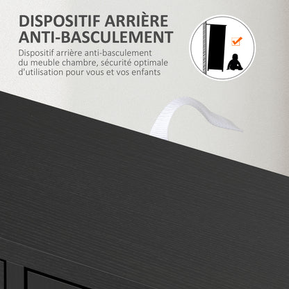 Modern Storage Cabinet Sideboard with 1 Cupboard and 4 Drawers - Wood - for Living Room, Kitchen, Entryway, Dining Room - Black