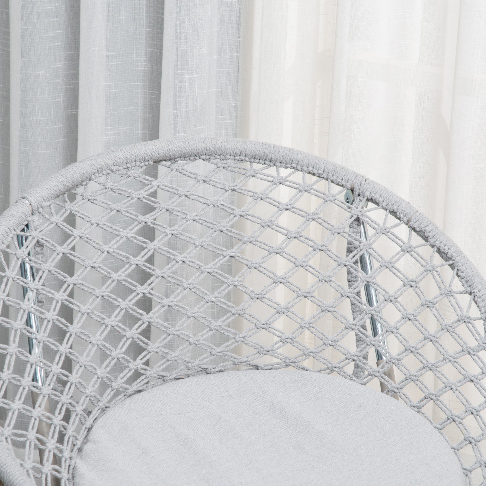 Garden Round Moon Chair Folding Papasan Chair Macrame Cotton Polyester Gray