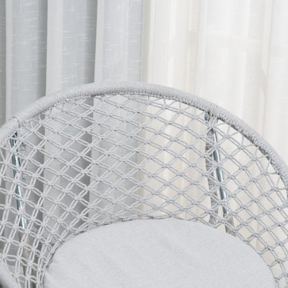 Garden Round Moon Chair Folding Papasan Chair Macrame Cotton Polyester Gray