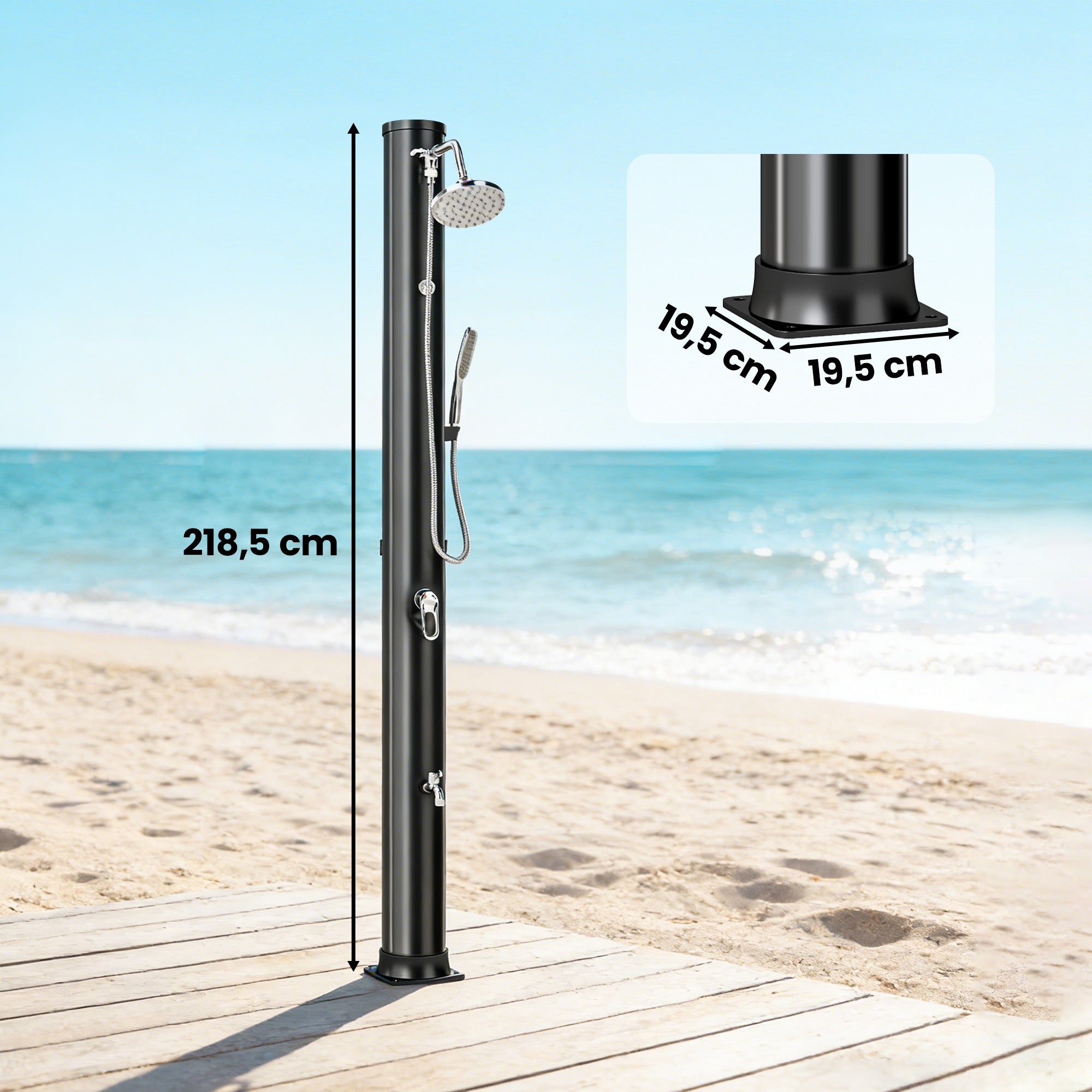 40L Solar Garden Shower with Handheld & Overhead Shower, Adjustable Temp up to 140°F, No Electricity – Outdoor Pool Shower