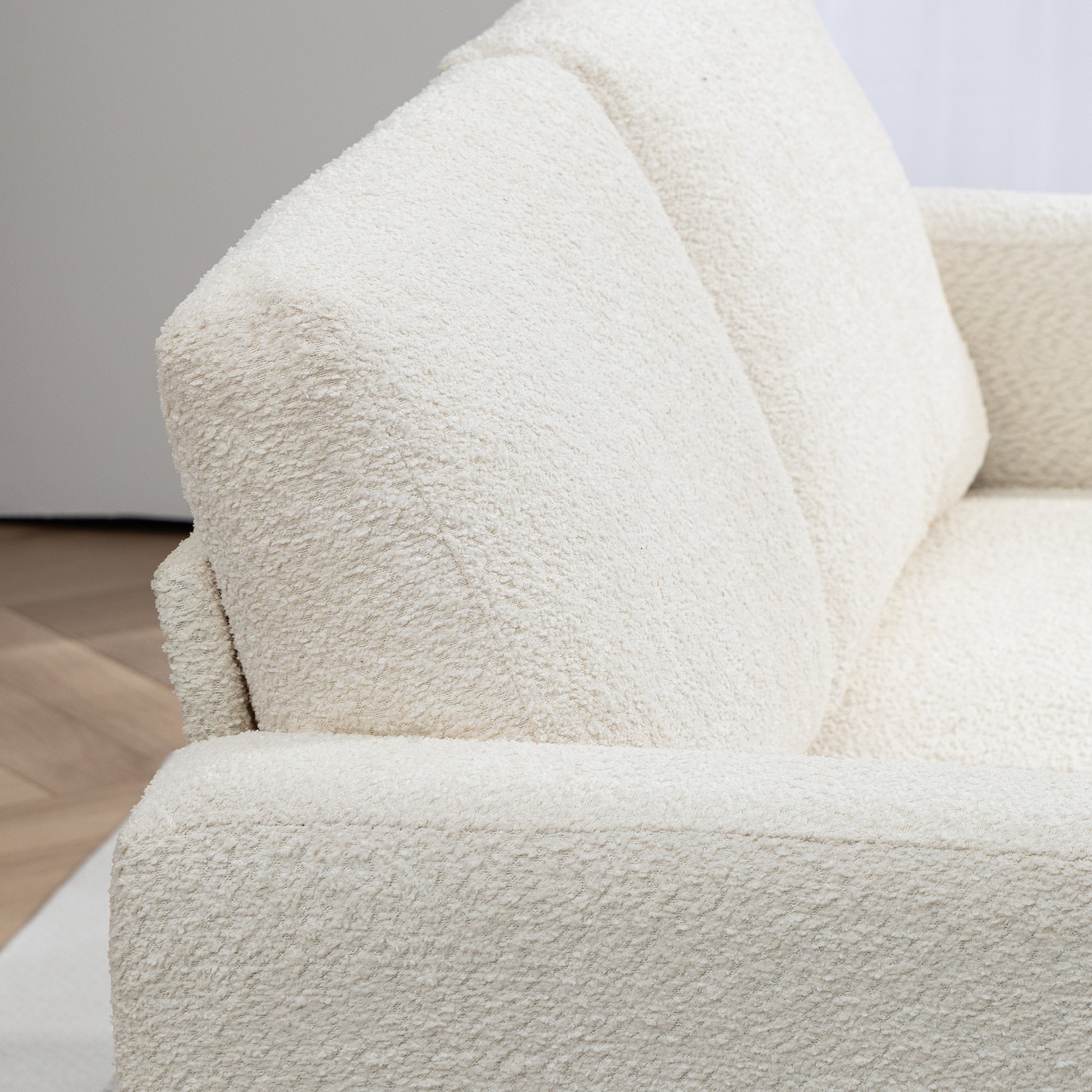 2-Seater Chenille Sofa with Armrests, Modern 2-Seater Sofa with Wooden Legs and Removable Washable Cushions for Living Room, Lounge, Home and Office, 138x70x80 cm, Cream