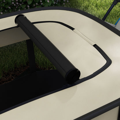 Oxford Fabric Dog Pen, Puppy Playpen, Outdoor Pet Enclosure, with Storage Pockets, Foldable Dog Playpen, 94 x 74 x 60 cm, Cream White and Black