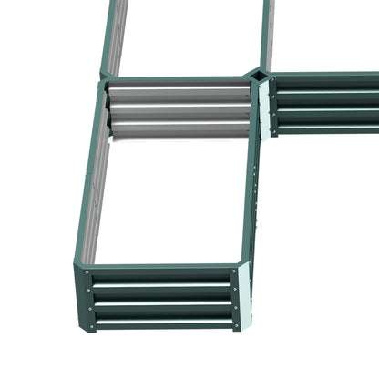 Modular Steel Garden Square Vegetable Planter Box Set of 5 Planters for Vegetables, Plants, Flowers, Dim. 245L x 242W x 31H cm Green