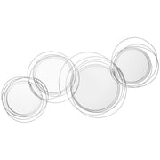 4-Piece Mirror Set for Wall Decoration, Wall Decor with 4 Round Mirrors, Living Room Decor, Wall Mirror, Hallway Mirror, Wall Art for Living Room, Bedroom, Metal, Silver