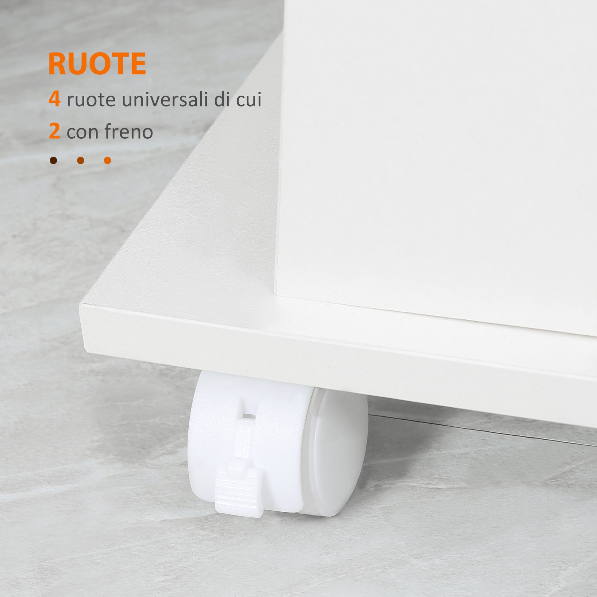 Wooden Kitchen Cart with 2 Open Shelves, Cart with Lockable Wheels, 60x38x77cm, White