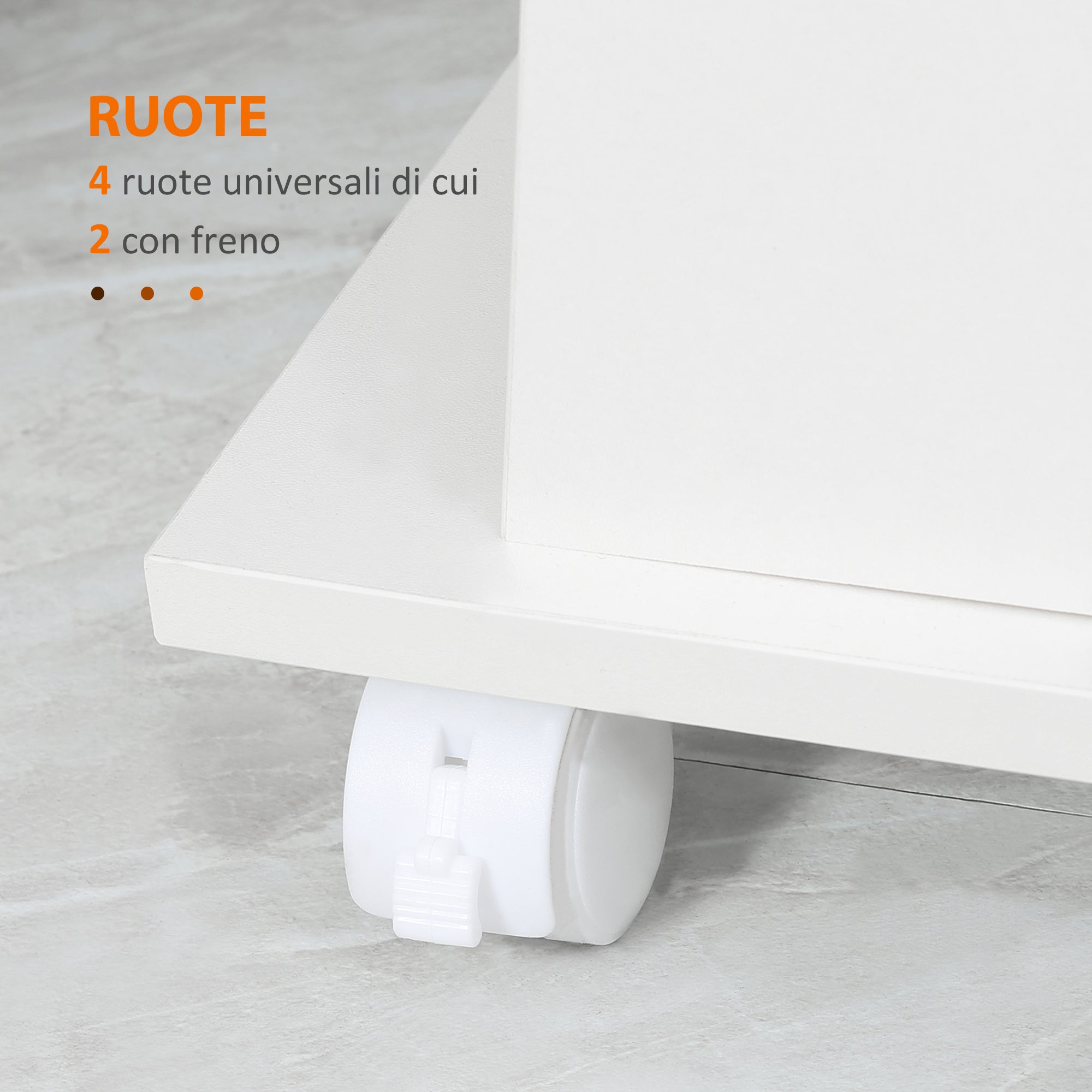 Wooden Kitchen Cart with 2 Open Shelves, Cart with Lockable Wheels, 60x38x77cm, White