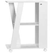 Wooden Kitchen Cart with 2 Open Shelves, Cart with Lockable Wheels, 60x38x77cm, White