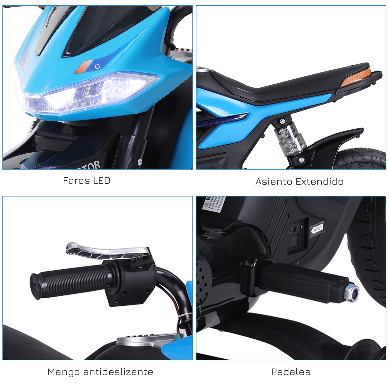 Kids Electric Motorcycle Toy Motorcycle +3 Years 6V Battery with Lights and Music 105x52.3x62.3cm Blue