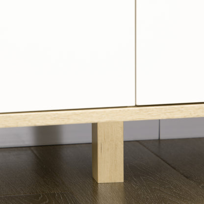 6 Drawer Chest of Drawers Bedroom Cabinet Scandinavian Style Storage Unit with Wooden Legs, for Bedroom, Living Room, 120 x 40 x 76 cm, Wood and White