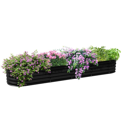 Modular Steel Raised Garden Bed Planter for Vegetables, Plants, Flowers - 240 x 62 x 30cm, Black