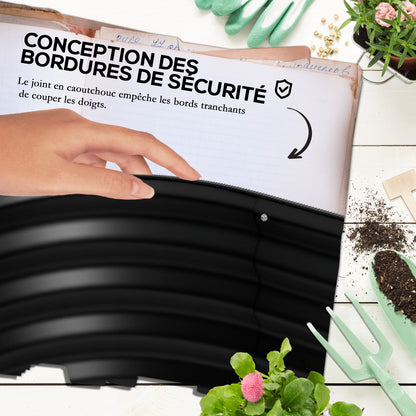 Modular Steel Raised Garden Bed Planter for Vegetables, Plants, Flowers - 240 x 62 x 30cm, Black