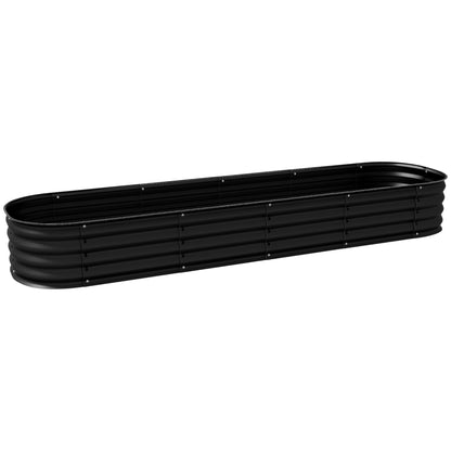 Modular Steel Raised Garden Bed Planter for Vegetables, Plants, Flowers - 240 x 62 x 30cm, Black