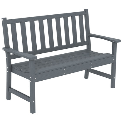 2-Seater Weatherproof Garden Bench, HDPE Plastic, Wood-Look Slatted Design, Ergonomic Backrest, 529 lb Capacity, 51.2 x 23.2 x 35.8 in, Gray