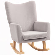Rocking Chair Rocking Armchair with High Backrest, Corduroy Look, Rocking Chair Armchair Relaxing Armchair with Wide Armrest, Wood Runners, Nursing Chair for Living Room, Bedroom, Balcony Light Gray