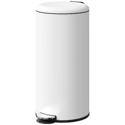 Trash Can 30 L Step Bin with Soft Close Lid and Pedal, Waste Bin incl. Inner Bucket, Trash Collector, for Living Room, Office, Metal, Cream White, 36 x 30 x 63.5 cm