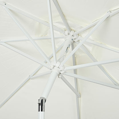 Garden Parasol Outdoor Tilting Fringed Umbrella with Crank 8 Ribs dim. Ø 2.65 x 2.45 H m White