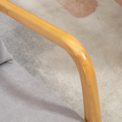 Lounge Armchair Nordic Armchair Living Room Chair with Armrests Cushion and Rubberwood Frame for Bedroom Load 120 kg 61x78x76 cm Gray