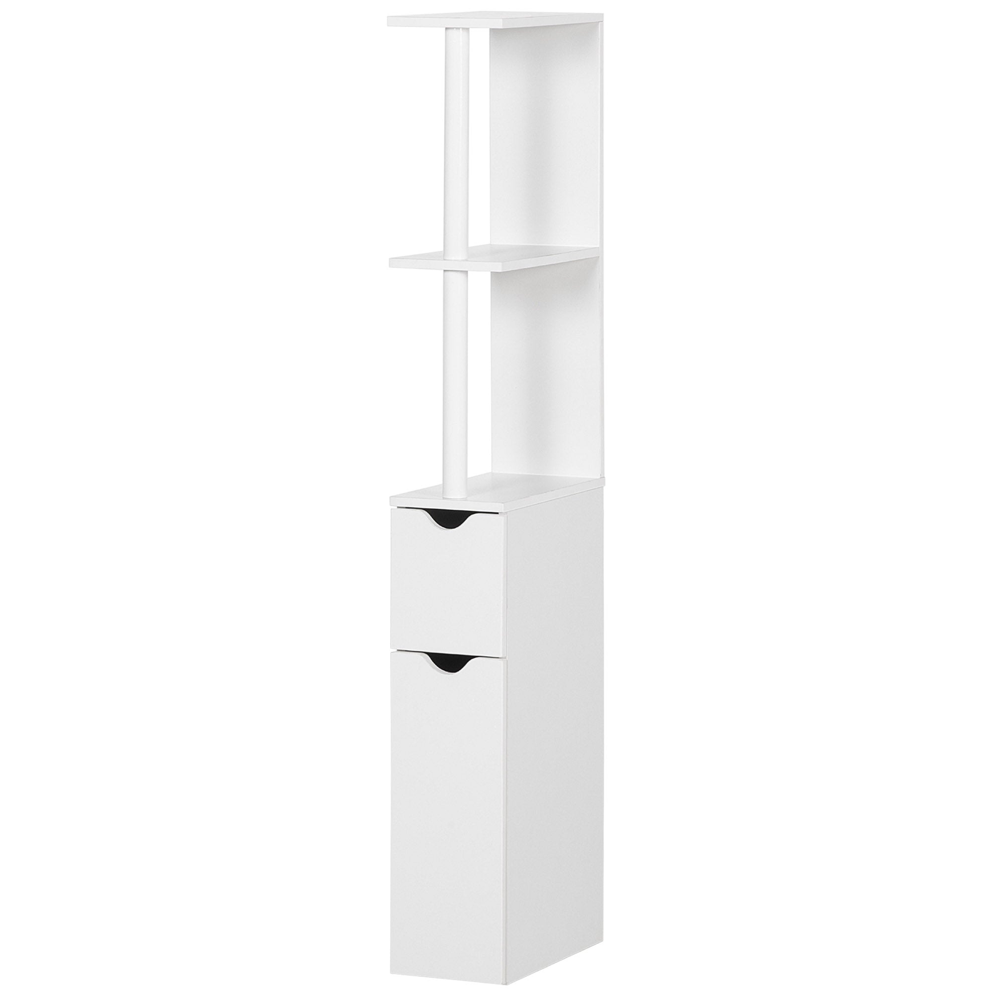 Bathroom Column Cabinet with Doors and Open Shelves Modern Style Bathroom Cabinet 15.2x29.8x118 cm White