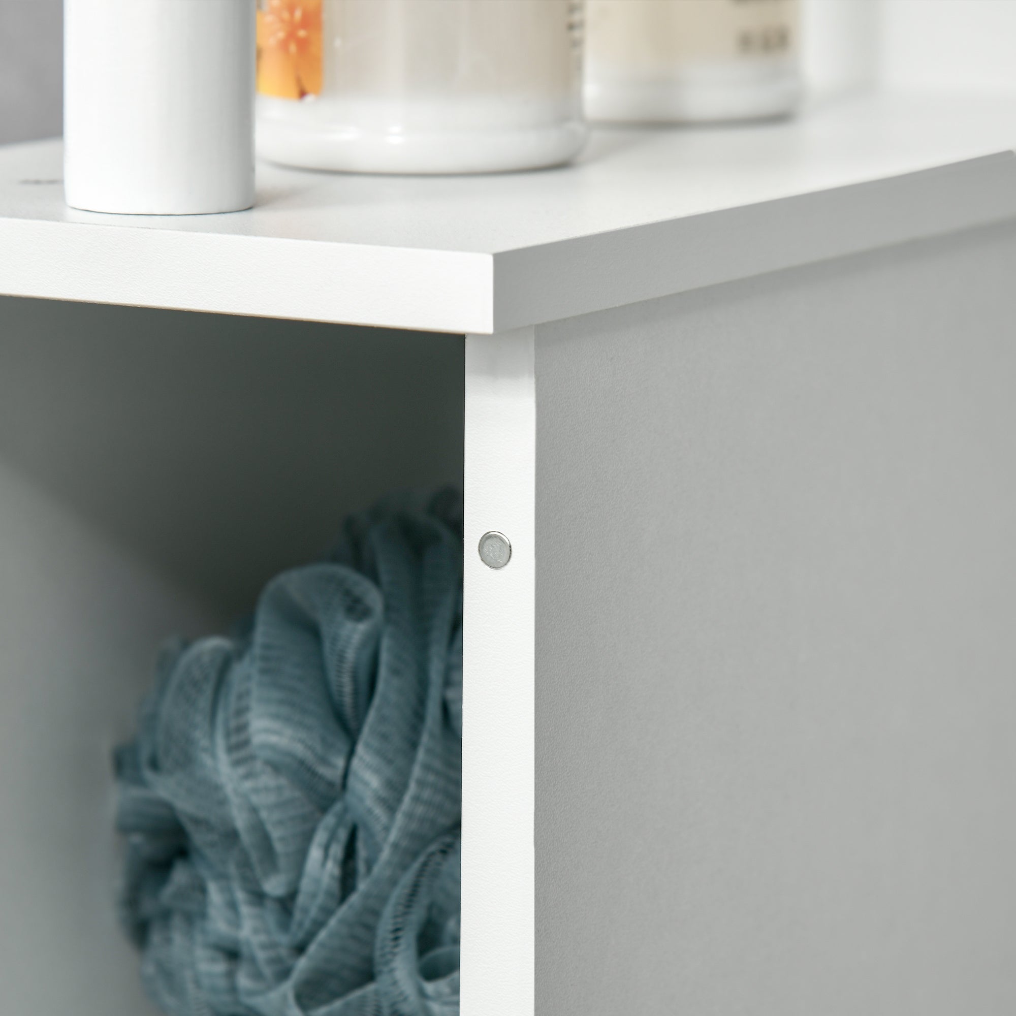 Bathroom Column Cabinet with Doors and Open Shelves Modern Style Bathroom Cabinet 15.2x29.8x118 cm White
