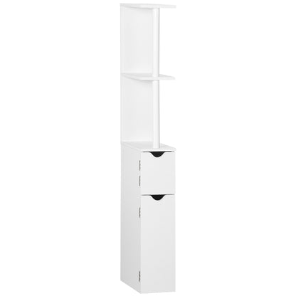 Bathroom Column Cabinet with Doors and Open Shelves Modern Style Bathroom Cabinet 15.2x29.8x118 cm White