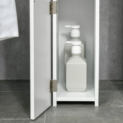 Bathroom Column Cabinet with Doors and Open Shelves Modern Style Bathroom Cabinet 15.2x29.8x118 cm White