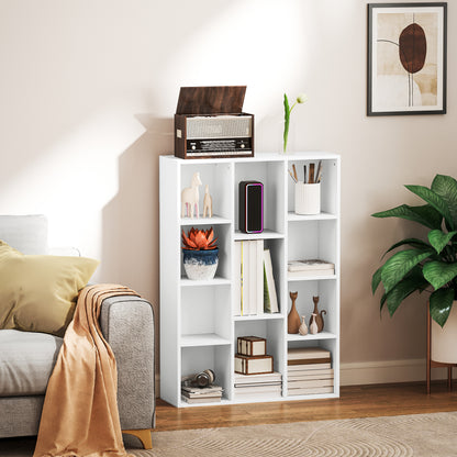 4-Tier Bookshelf Storage Shelf with 11 Compartments Vertical or Horizontal Design for Living Room Office Bedroom 74.3x24x106 cm White