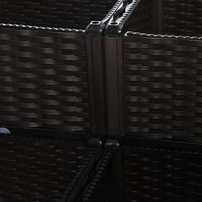 Raised Bed, Planter with Drainage Holes, Flower Box in Rattan Look, Plastic, Brown, 40 x 40 x 44 cm