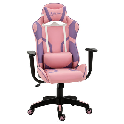 Ergonomic Gaming Chair Office Chair Swivel Chair Adjustable Massage Lumbar Pillow Height Adjustable Pink & Purple 69x56x125.5 cm