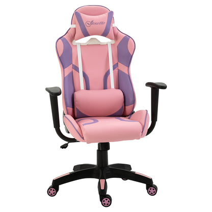 Ergonomic Gaming Chair Office Chair Swivel Chair Adjustable Massage Lumbar Pillow Height Adjustable Pink & Purple 69x56x125.5 cm