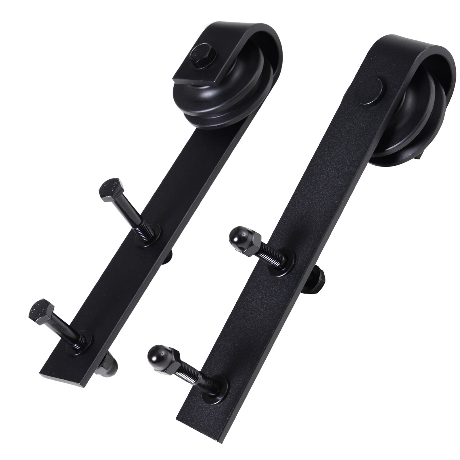 Sliding Door Hardware Kit 200 cm Complete Set with Rails, Rollers, Rail Stops, Floor Block, Set of Door Screws, Sliding Door System made of Carbon Steel Black