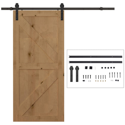 Sliding Door Hardware Kit 200 cm Complete Set with Rails, Rollers, Rail Stops, Floor Block, Set of Door Screws, Sliding Door System made of Carbon Steel Black