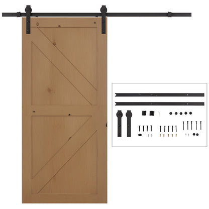 Sliding Door Hardware Kit 200 cm Complete Set with Rails, Rollers, Rail Stops, Floor Block, Set of Door Screws, Sliding Door System made of Carbon Steel Black