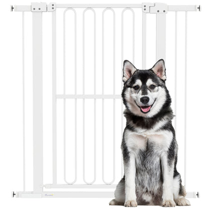 Stair Guard Door Guard Barrier Gate without Drilling 76-104 cm Steel Guard for Dogs, Pets Stairs, Door, White