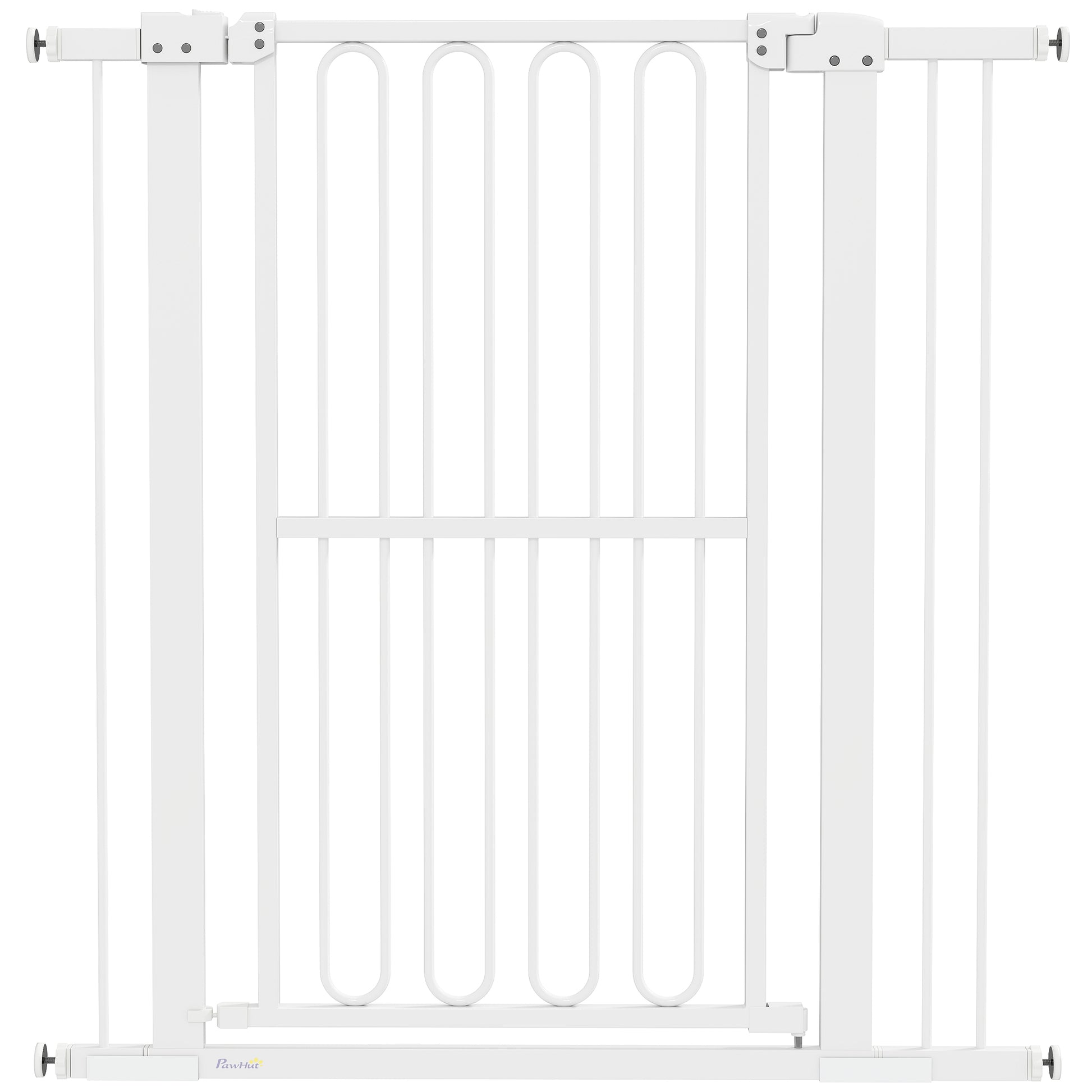 Stair Guard Door Guard Barrier Gate without Drilling 76-104 cm Steel Guard for Dogs, Pets Stairs, Door, White