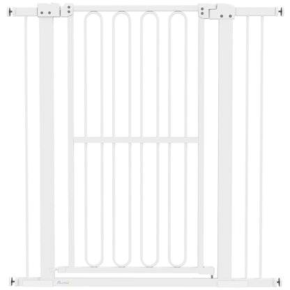 Stair Guard Door Guard Barrier Gate without Drilling 76-104 cm Steel Guard for Dogs, Pets Stairs, Door, White