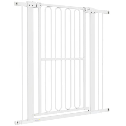 Stair Guard Door Guard Barrier Gate without Drilling 76-104 cm Steel Guard for Dogs, Pets Stairs, Door, White